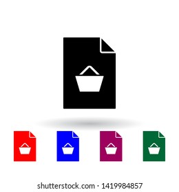 basket on document multi color icon. Elements of file and documents set. Simple icon for websites, web design, mobile app, info graphics