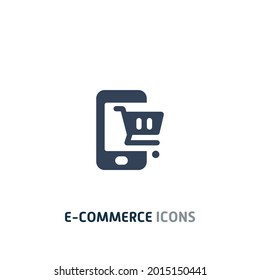 basket on smartphone flat Icon, e commerce Icon, For Web, App, And Presentation. Eps 10