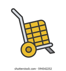 Basket on wheels color icon. Isolated vector illustration on white background.