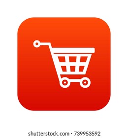 Basket on wheels icon digital red for any design isolated on white vector illustration