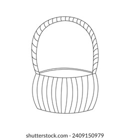 Basket on a white background in doodle style. Basket for candies and sweets. Vector illustration.