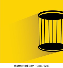 basket on yellow background, flat and shadow style
