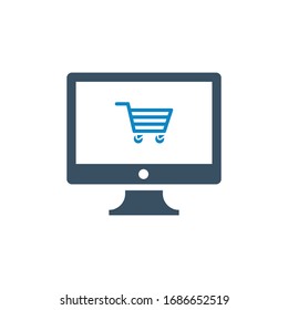 Warenkorb, Online-Shop-Symbol (Vektorillustration)