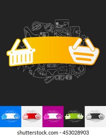 basket paper sticker with hand drawn elements