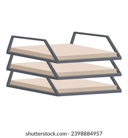 Basket paper tray icon cartoon vector. Mail send sheet. Cabinet stack