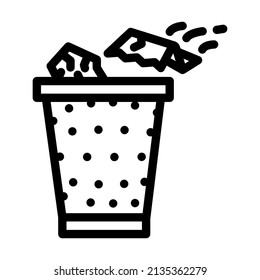 basket for paper waste line icon vector. basket for paper waste sign. isolated contour symbol black illustration