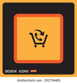basket with phone. icon. vector design