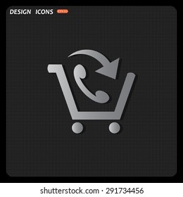 basket with phone. icon. vector design