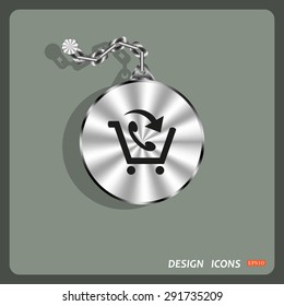 basket with phone. icon. vector design