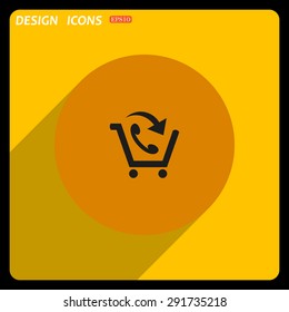basket with phone. icon. vector design
