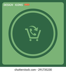 basket with phone. icon. vector design