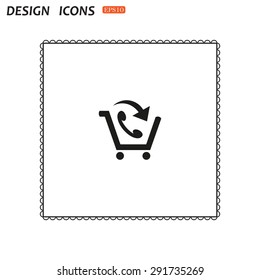 basket with phone. icon. vector design