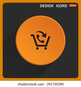 basket with phone. icon. vector design