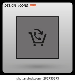basket with phone. icon. vector design