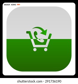 basket with phone. icon. vector design