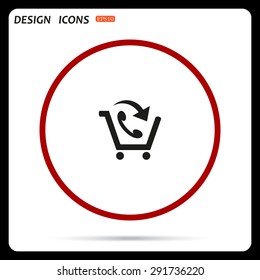 basket with phone. icon. vector design