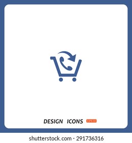 basket with phone. icon. vector design