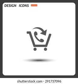 basket with phone. icon. vector design
