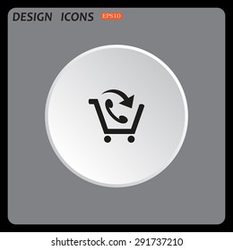 basket with phone. icon. vector design