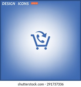basket with phone. icon. vector design
