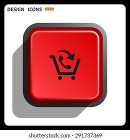 basket with phone. icon. vector design
