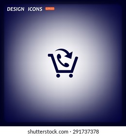 basket with phone. icon. vector design