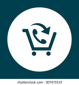 basket with phone. icon. vector design