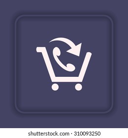 basket with phone. icon. vector design