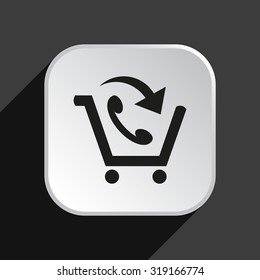 basket with phone. icon. vector design