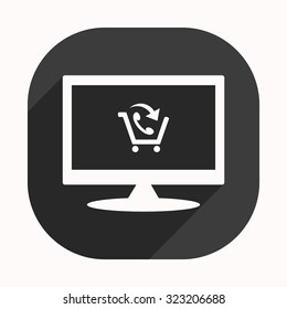 basket with phone. icon. vector design