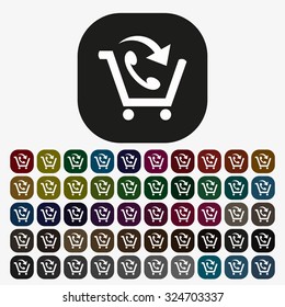 basket with phone. icon. vector design