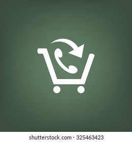 basket with phone. icon. vector design