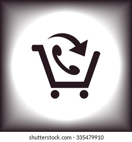 basket with phone. icon. vector design