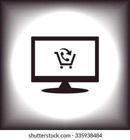 basket with phone. icon. vector design