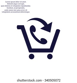 basket with phone. icon. vector design