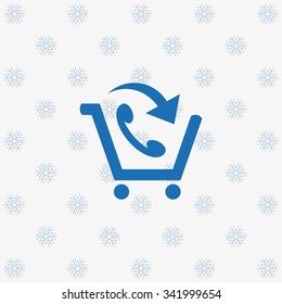 basket with phone. icon. vector design