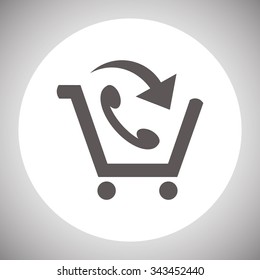 basket with phone. icon. vector design
