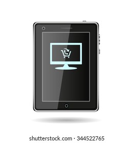 basket with phone. icon. vector design
