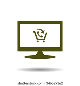 basket with phone. icon. vector design