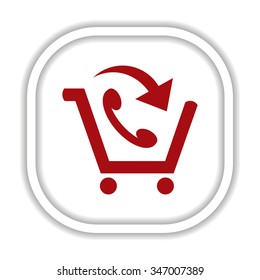basket with phone. icon. vector design