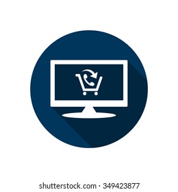 basket with phone icon, vector illustration. Flat design style