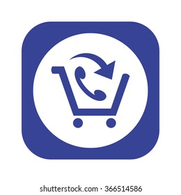 basket with phone icon, vector illustration. Flat design style