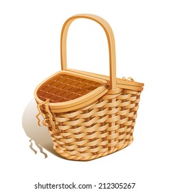 Basket for picnic. Eps10 vector illustration. Isolated on white background