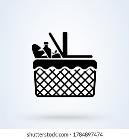 Picnic de canasta. ilustración de diseño de iconos simple y moderno.