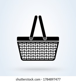 Picnic de canasta. ilustración de diseño de iconos simple y moderno.