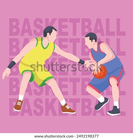 basket player one versus one vector art design