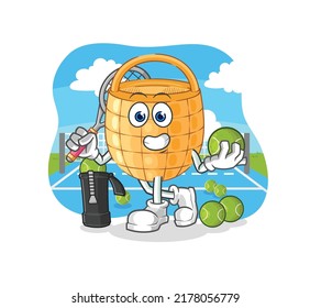 the basket plays tennis illustration. character vector