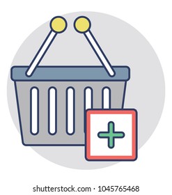 A basket with plus sign concept of add to basket concept