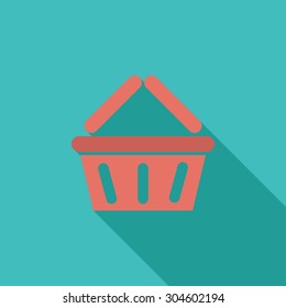 Basket for products icon. Flat vector related icon with long shadow for web and mobile applications. It can be used as - logo, pictogram, icon, infographic element. Vector Illustration. 