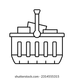 basket with purchases line icon vector. basket with purchases sign. isolated contour symbol black illustration